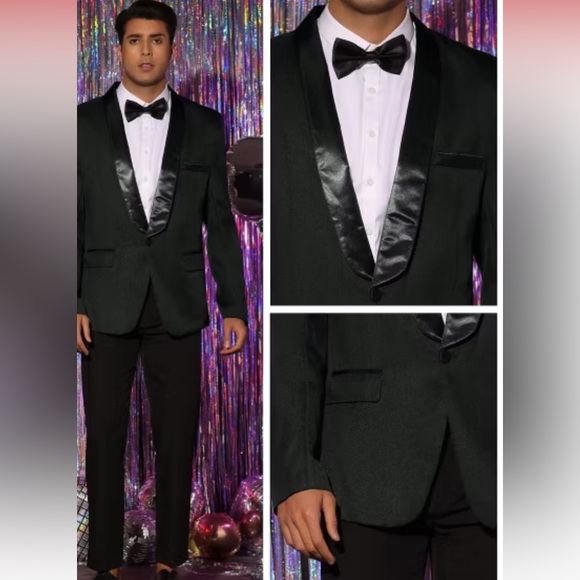 Lars Amadeus Men's One Button Shawl Collar Formal Blazer - Picture 2 of 2